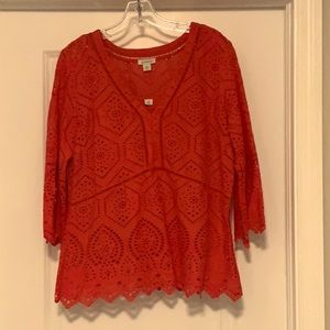 Sundance Red Eyelet Top